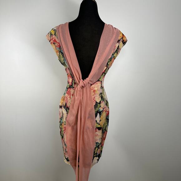 Cynthia Rowley Women's Floral Garden 100% Silk Open Back Sleeveless Dress - Picture 3 of 11